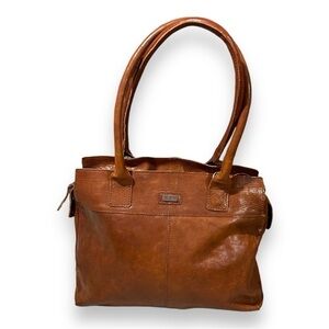 Spikes & Sparrows Crossbody Shoulder Bag Brandy Brown Leather Tablet Pocket